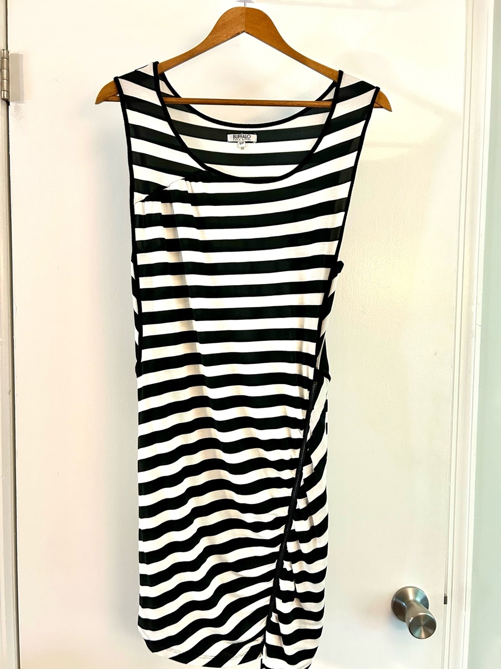Buffalo David Bitton Black and White Striped Midi Dress
